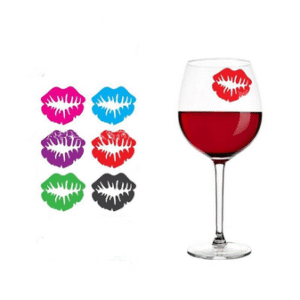 MT07008 SET IDENTIFICADOR MARCA VASOS CON DISEÑO DE BIGOTES Y LABIOS X 6