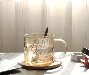 MT09130 SET TAZA VIDRIO CUCHARA