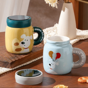MT09367 TAZA CERAMICA PERRITO CON TAPA ESPEJO