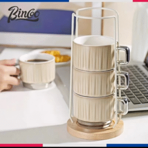 MT09382 TAZA APILABLE CON PORTA TAZA BASE MADERA 2007505093825