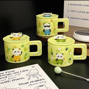 MT09830 TAZA CERAMICA VERDE PANDA