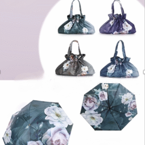 MT09803 PARAGUAS TELA DOBLE FLOREADA CON BOLSA