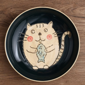 MT09722 PLATO AZUL 9 BORDE ANCHO GATO"