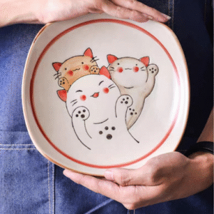 MT09726 PLATO CERAMICA CUADRADO 8 3 GATOS"