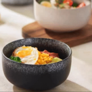 MT09682 BOWL CONICO CERAMICA 7" NEGRO Y BLANCO