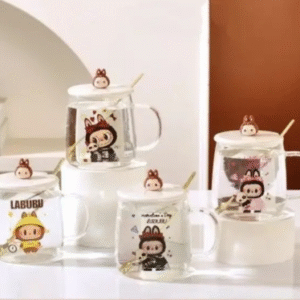 AA0129 TAZA VIDRIO CON TAPA CERAMICA MONSTRUO