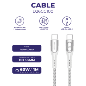 CABLE REFORZADO TIPO C A TIPO C D26CC-B/N