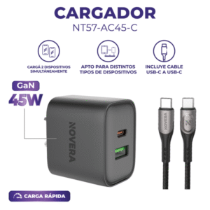 CARGADOR CARGA RAPIDA TIPO C A TIPO C 45W NT57-45WCC