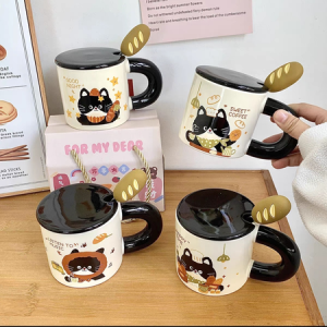 AA0321 TAZA CERAMICA GATO NEGRO CON PANCITO