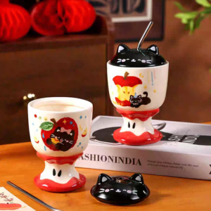 AA0239 TAZA CERAMICA GATO Y MANZANA