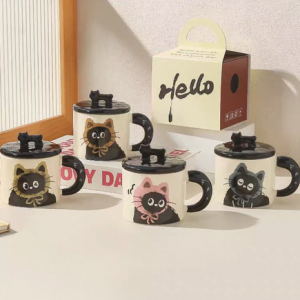 AA0199 TAZA CERAMICA GATO NEGRO