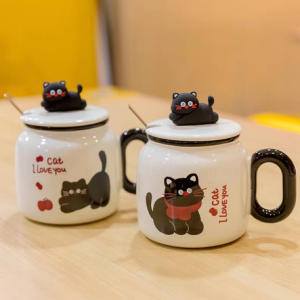 AA0374 TAZA CERAMICA GATO NEGRO