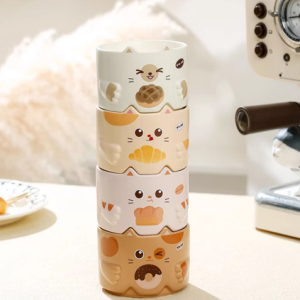 AA0443 TAZA CERAMICA GATO Y PANADERIA APILABLE
