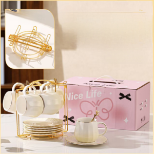 AA0483 TAZA DE CAFE CON PLATO AMARILLO + BLANCO
