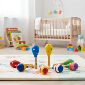 MT08808 SONAJERO MARACA CHICA DE MADERA INFANTIL ESTIMULACIÓN