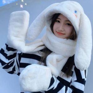 GORRO CON BUFANDA Y GUANTE CINNAMOROLL BLANCO