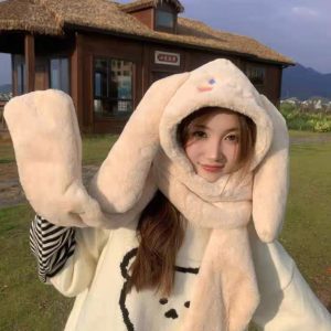 GORRO CON BUFANDA Y GUANTE CINNAMOROLL BEIGE