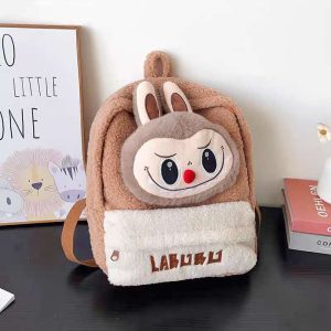 MOCHILA LA BUBU CABEZA MARRON 35CM