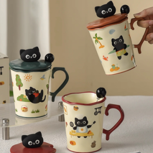 AA0518 TAZA CERAMICA GATO NEGRO