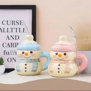 AA0552 TAZA CERAMICA FORMA MUÑECO DE NIEVE