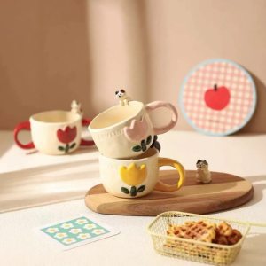 TAZA CERAMICA GATO Y FLOR 2025080805596