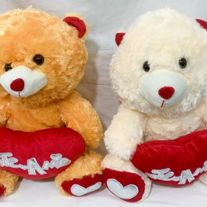 Oso con corazón te amo plateado 2 colores 40cm