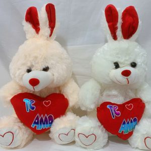 Conejo con corazón te amo flúor 2 colores 30cm