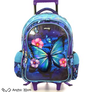 MOCHILA CON CARRO BUTTERFLY BLUE 18"