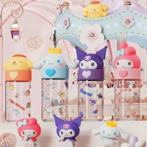 VASO VIDRIO C/ TAPA SANRIO 360ML HCAN-2183