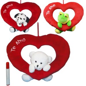 4 ANIMALES CON CORAZON CALADO 40CM