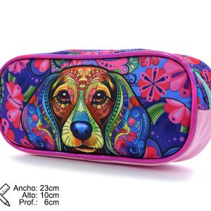 CARTUCHERA RECTANGULAR 1 CIERRE MANDALA DOG