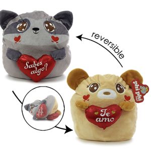 ANIMALITOS REVERSIBLES CON CORAZON TE AMO 25CM
