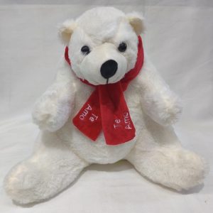 Oso polar sentado pañuelo rojo 30cm