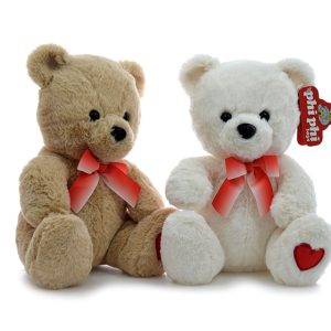 OSO SENTADO CON MOÑO Y CORAZON EN LA PATA 25CM