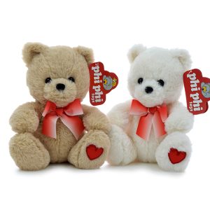OSO SENTADO CON MOÑO Y CORAZON EN LA PATA 19CM