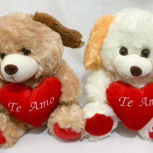 Perro con corazón rojo te amo 2 colores 30cm