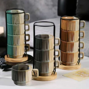 AA0607 TAZA CERAMICA APILABLE CON PORTA TAZAS 2025080806074