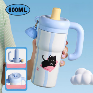 AA0535 VASO TERMICA ACERO GATO NEGRO 600ML