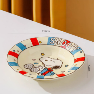 AA0721 PLATO CERAMICA 8" PERRITO CON RAYAS ROJAS