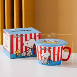 AA0735 TAZON CERAMICA CON TAPA PERRITO CON RAYAS ROJAS