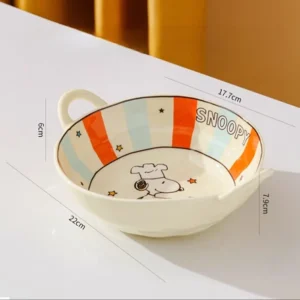 AA0727 BOWL CERAMICA CON 2 ASAS PERRITO CON RAYAS CELESTE