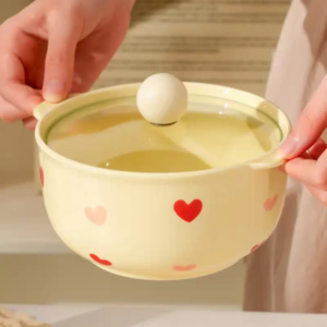 BOWL CERÁMICA CON TAPA DE VIDRIO CORAZÓN ♥ 2025080809815