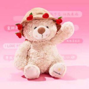OSO BEIGE FLOR CON GORRO 30CM
