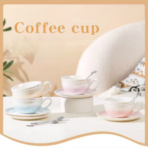 AA0838 SET DE TAZA Y PLATO CERAMICA CON BRILLO