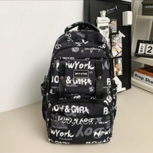 MOCHILA GRANDE GRI Y NEGRO JY590