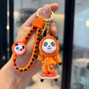 LLAVERO REFORZADO DE PANDA CON SKATEPOARD X1 SURTIDO [0772]-naranja