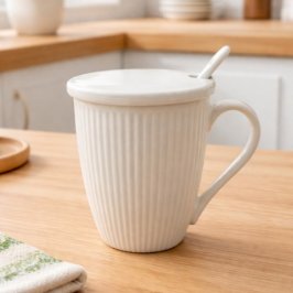 TAZA C/CUCHARA Y TAPA PORC 310ML 4965862