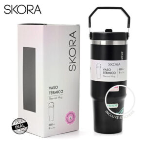 MD41849 - VASO TERMICO NEGRO SKORA CON PICO 900 ML
