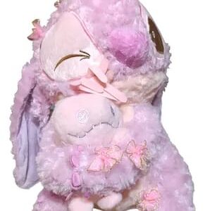 STITCH ROSA CON FLOR Y TRAPO 30CM