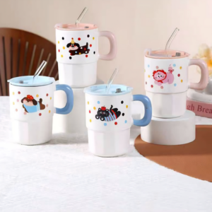 AA0654 TAZA CERAMICA ANIMALES CON SORBETE DE VIDRIO